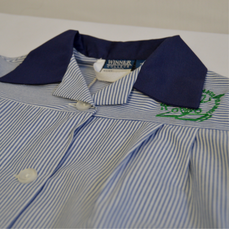 uniforme de colegial azul detalle cuello