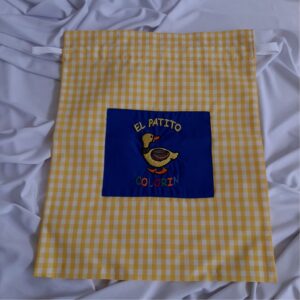bolsa de cuadros amarilla